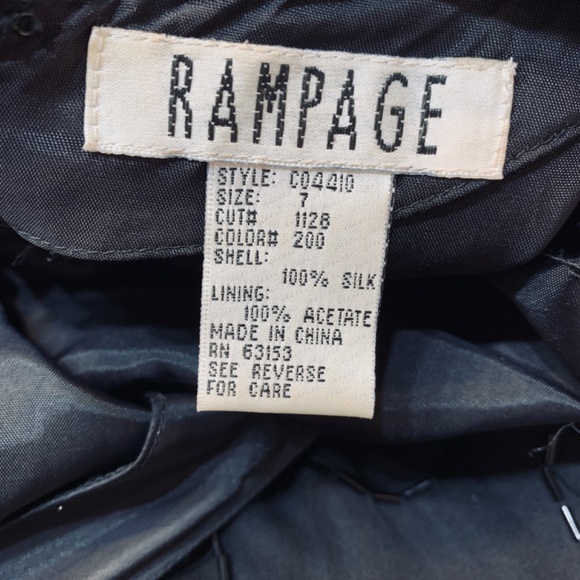 Vintage Rampage Silk Black Maxi Dress Size 7 Sequins Beads 90's Whimsy Goth Prom - Picture 13 of 14